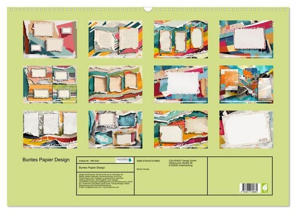 Produktbild: Buntes Papier Design (Wandkalender 2026 DIN A2 quer), CALVENDO Monatskalender
