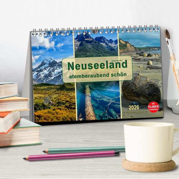 Produktbild: Neuseeland - atemberaubend sch&ouml;n (Tischkalender 2026 DIN A5 quer), CALVENDO Monatskalender