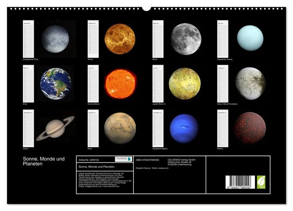 Produktbild: Sonne, Monde und Planeten (hochwertiger Premium Wandkalender 2026 DIN A2 quer), Kunstdruck in Hochglanz