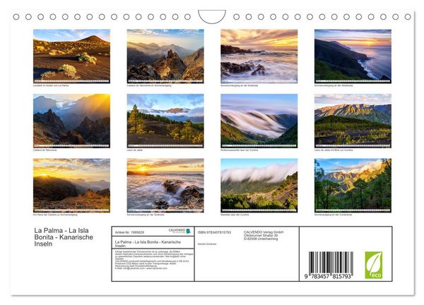 Produktbild: La Palma - La Isla Bonita - Kanarische Inseln (Wandkalender 2026 DIN A4 quer), CALVENDO Monatskalender