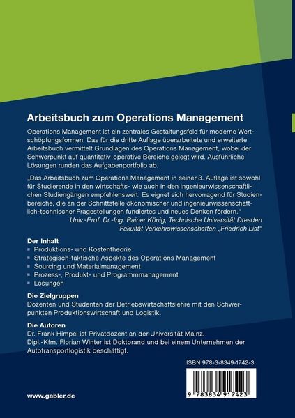 Produktbild: Arbeitsbuch zum Operations Management