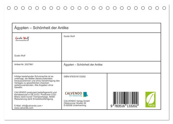 Produktbild: &Auml;gypten &ndash; Sch&ouml;nheit der Antike (Tischkalender 2026 DIN A5 quer), CALVENDO Monatskalender