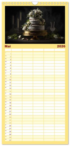 Produktbild: Familienplaner 2026 - Feine Torten mit 5 Spalten (Wandkalender, 21 x 45 cm) CALVENDO