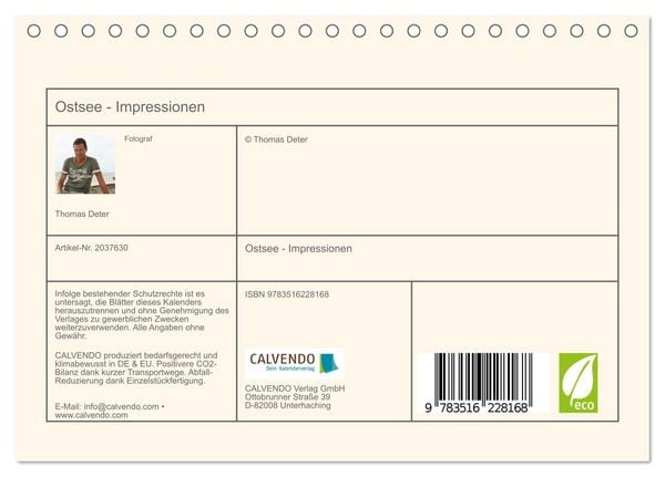 Produktbild: Ostsee - Impressionen (Tischkalender 2026 DIN A5 quer), CALVENDO Monatskalender