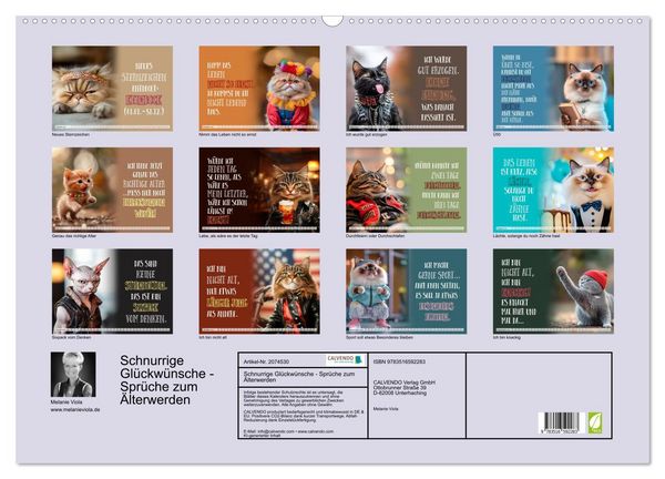 Produktbild: Schnurrige Gl&uuml;ckw&uuml;nsche - Spr&uuml;che zum &Auml;lterwerden (Wandkalender 2026 DIN A2 quer), CALVENDO Monatskalender