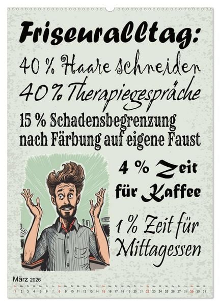 Produktbild: Haarige Friseurspr&uuml;che (Wandkalender 2026 DIN A2 hoch), CALVENDO Monatskalender