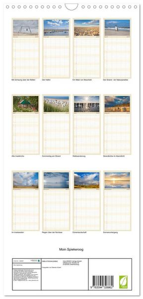 Produktbild: Familienplaner 2027 - Moin Spiekeroog mit 5 Spalten (Wandkalender, 21 x 45 cm) CALVENDO