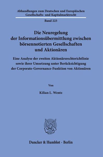Produktbild: Die Neuregelung der Informations&uuml;bermittlung zwischen b&ouml;rsennotierten Gesellschaften und Aktion&auml;ren.