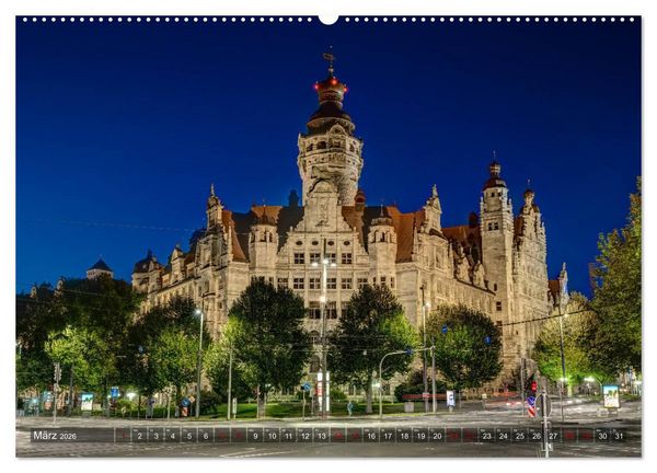 Produktbild: Nachts in Leipzig (hochwertiger Premium Wandkalender 2026 DIN A2 quer), Kunstdruck in Hochglanz