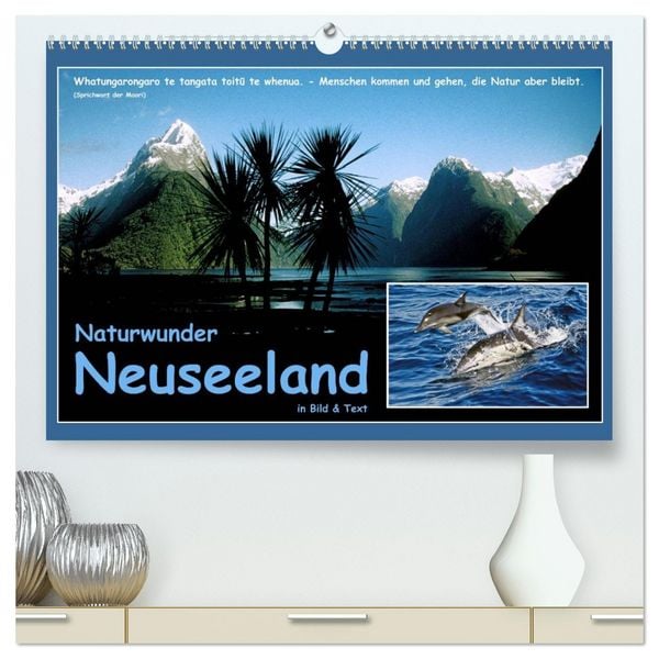 Produktbild: Naturwunder Neuseeland - in Bild und Text (hochwertiger Premium Wandkalender 2026 DIN A2 quer), Kunstdruck in Hochglanz