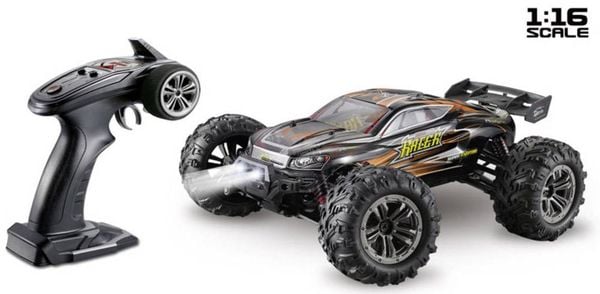 Absima Racer Schwarz, Orange Brushed 1:16 RC Modellauto Elektro Truggy Allradantrieb (4WD) RtR 2,4 GHz inkl. Akku und La