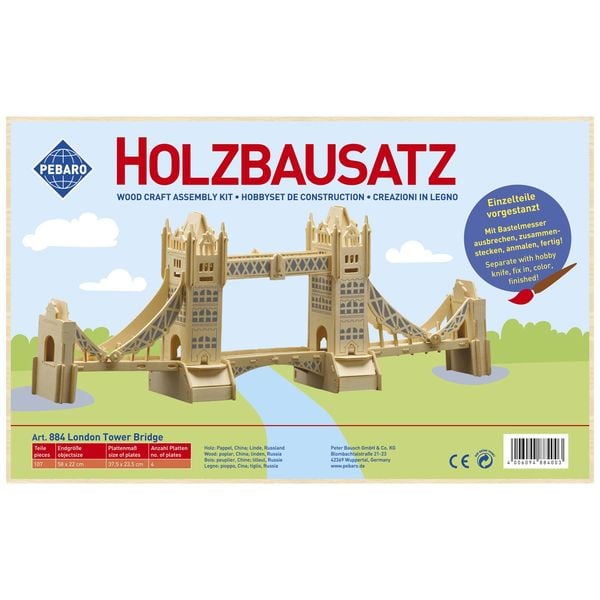 Produktbild: PEBARO 884 - Holzbausatz London Tower Bridge, 107 Teile, Holzkonstruktion zum Zusammenstecken