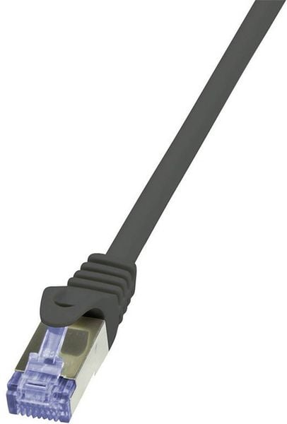 LogiLink CQ3053S RJ45 Netzwerkkabel, Patchkabel CAT 6a S/FTP 2.00 m Schwarz Flammwidrig, mit Rastnasenschutz 1 St.