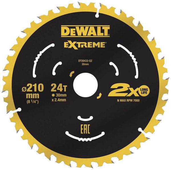 Produktbild: DEWALT DT20432-QZ Kreiss&auml;geblatt 210 x 30 x 2.4mm Z&auml;hneanzahl: 24 1St.