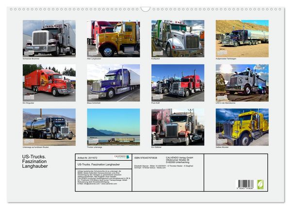 Produktbild: US-Trucks. Faszination Langhauber (Wandkalender 2026 DIN A2 quer), CALVENDO Monatskalender