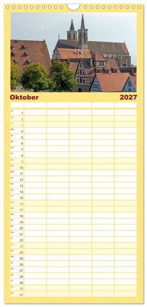 Produktbild: Familienplaner 2027 - Rothenburg ob der Tauber - Mittelalter in Mittelfranken mit 5 Spalten (Wandkalender, 21 x 45 cm) CALVENDO