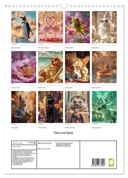 Produktbild: Tiere und Spa&szlig; (Wandkalender 2027 DIN A3 hoch), CALVENDO Monatskalender