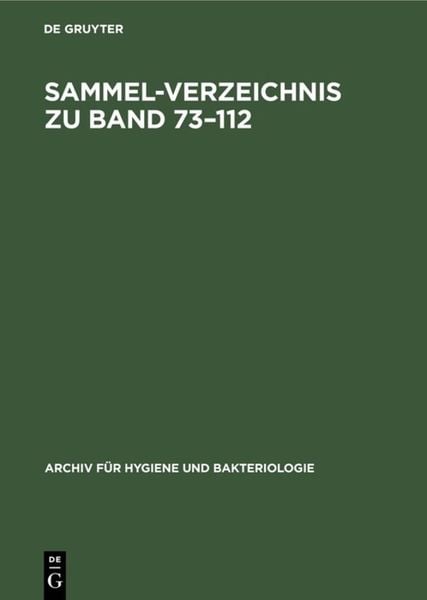 Produktbild: Sammel-Verzeichnis zu Band 73&ndash;112