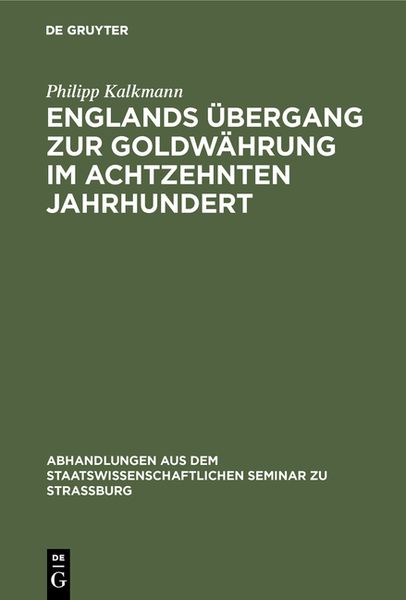 Produktbild: Englands &Uuml;bergang zur Goldw&auml;hrung im achtzehnten Jahrhundert