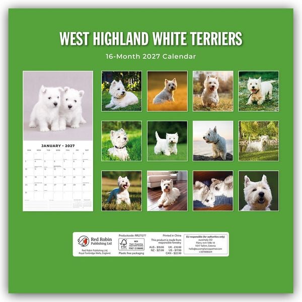 Produktbild: West Highland White Terriers &ndash; West Highland White Terrier &ndash; Westie 2027 &ndash; 16-Monatskalender