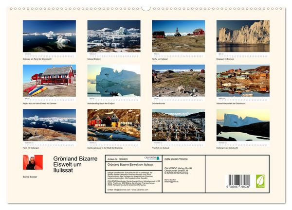 Produktbild: Gr&ouml;nland Bizarre Eiswelt um Ilulissat (hochwertiger Premium Wandkalender 2026 DIN A2 quer), Kunstdruck in Hochglanz