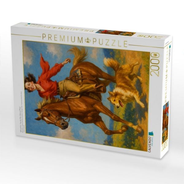 Produktbild: CALVENDO Puzzle Wild und frei - Frau der 50er Jahre auf Pferd | 2000 Teile Lege-Gr&ouml;&szlig;e 90x67cm Foto-Puzzle f&uuml;r gl&uuml;ckliche Stunden