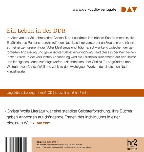 Produktbild: Nachdenken &uuml;ber Christa T.