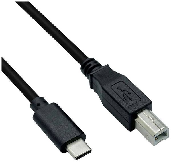 Produktbild: ROLINE USB 2.0 Typ C Kabel, C - B, ST/ST, schwarz, 1,8 m
