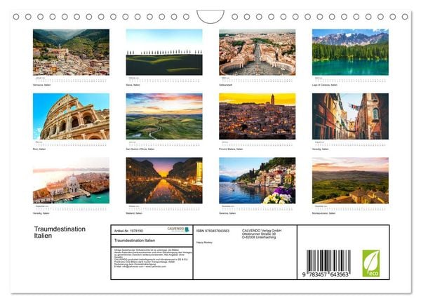 Produktbild: Traumdestination Italien (Wandkalender 2026 DIN A4 quer), CALVENDO Monatskalender
