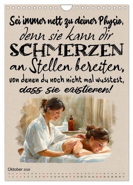 Produktbild: Physiospr&uuml;che (Wandkalender 2026 DIN A4 hoch), CALVENDO Monatskalender