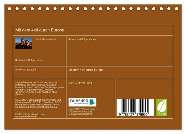 Produktbild: Mit dem 4x4 durch Europa (Tischkalender 2026 DIN A5 quer), CALVENDO Monatskalender