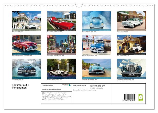 Produktbild: Oldtimer auf 5 Kontinenten (Wandkalender 2026 DIN A3 quer), CALVENDO Monatskalender
