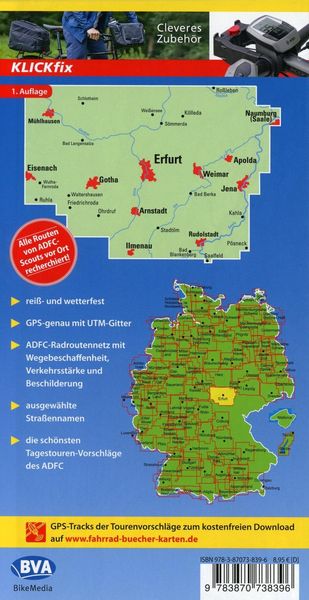 Produktbild: BVA ADFC Regionalkarte Erfurt und Umgebung 1:75.000
