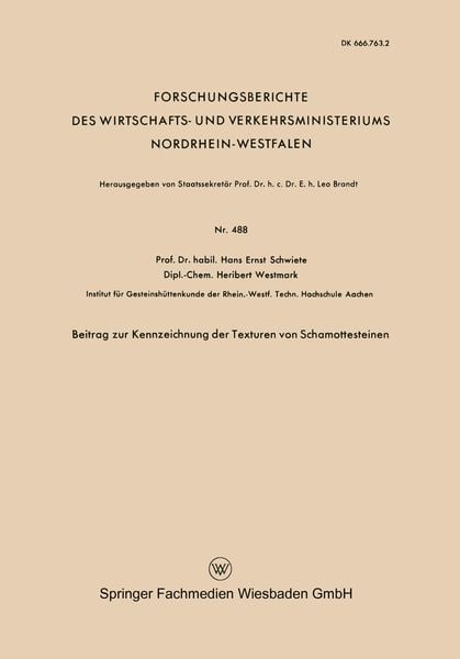 Produktbild: Beitrag zur Kennzeichnung der Texturen von Schamottesteinen
