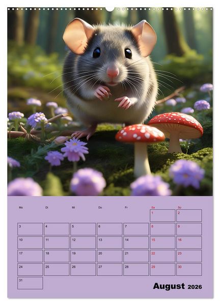 Produktbild: Tierkinder im Zauberwald (hochwertiger Premium Wandkalender 2026 DIN A2 hoch), Kunstdruck in Hochglanz