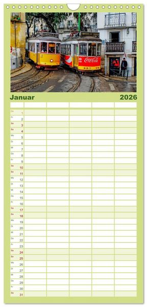 Produktbild: Familienplaner 2026 - Ich fahre gern Stra&szlig;enbahn mit 5 Spalten (Wandkalender, 21 x 45 cm) CALVENDO