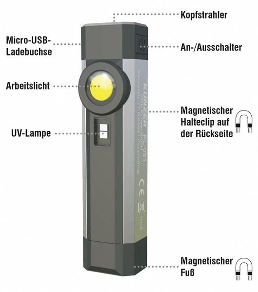 Produktbild: Kunzer PL-031 LED Arbeitsleuchte akkubetrieben
