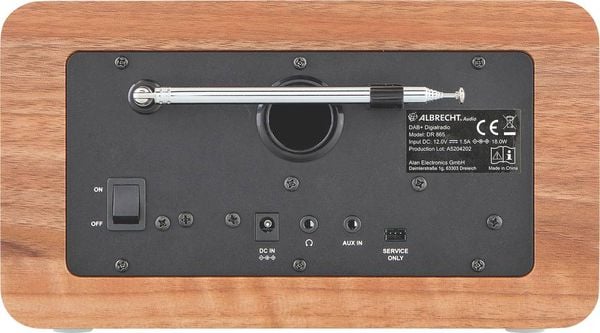 Produktbild: Albrecht DR 865 Tischradio DAB+, UKW AUX Barrierefrei, Inkl. Fernbedienung, Tastensperre, Weckfunktion Holz (dunkel)