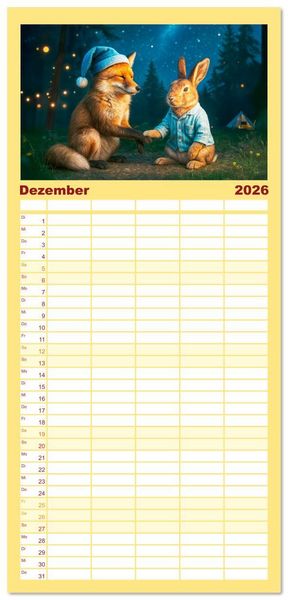 Produktbild: Familienplaner 2026 - Tierische Redewendungen - Ein Kalender voller Spr&uuml;che und Sprachbilder mit 5 Spalten (Wandkalender, 21 x 45 cm) CALVENDO