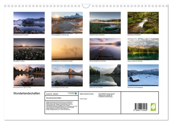 Produktbild: Wunderlandschaften (Wandkalender 2026 DIN A3 quer), CALVENDO Monatskalender