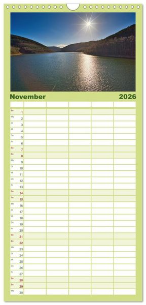 Produktbild: Familienplaner 2026 - Gew&auml;sser in S&uuml;dth&uuml;ringen mit 5 Spalten (Wandkalender, 21 x 45 cm) CALVENDO
