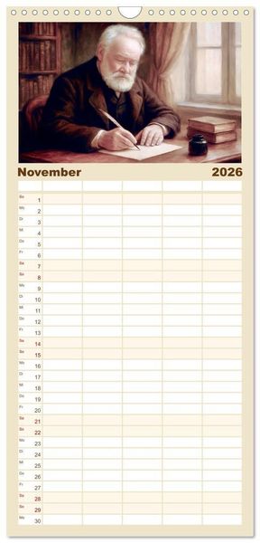 Produktbild: Familienplaner 2026 - Victor Hugo mit 5 Spalten (Wandkalender, 21 x 45 cm) CALVENDO