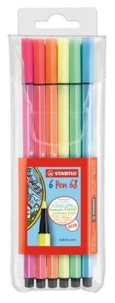 Premium-Filzstift - STABILO Pen 68 - 6er Pack - 6 Neonfarben