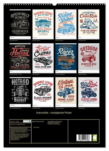 Produktbild: Automobile - nostalgische Poster (hochwertiger Premium Wandkalender 2026 DIN A2 hoch), Kunstdruck in Hochglanz