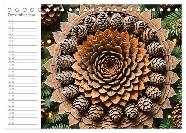 Produktbild: Natural Mandalas - Kraftvolle KI Mandalas aus Naturmaterialien (Tischkalender 2026 DIN A5 quer), CALVENDO Monatskalender