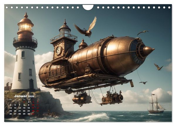 Produktbild: Steampunk - Die Welt der Leuchtt&uuml;rme (Wandkalender 2026 DIN A4 quer), CALVENDO Monatskalender