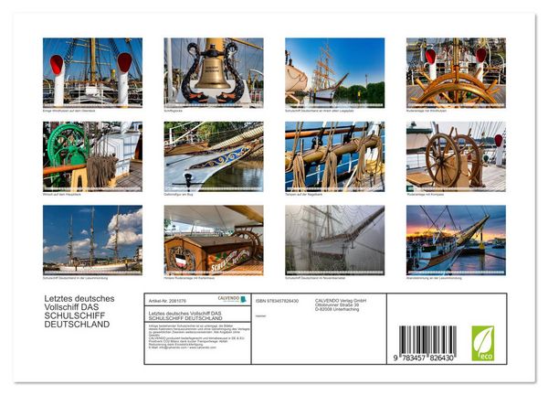 Produktbild: Letztes deutsches Vollschiff DAS SCHULSCHIFF DEUTSCHLAND (Wandkalender 2026 DIN A4 quer), CALVENDO Monatskalender