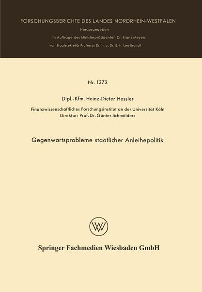 Produktbild: Gegenwartsprobleme staatlicher Anleihepolitik