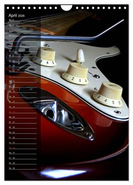 Produktbild: ROCKGITARREN in Szene gesetzt / Geburtstagskalender (Wandkalender 2026 DIN A4 hoch), CALVENDO Monatskalender