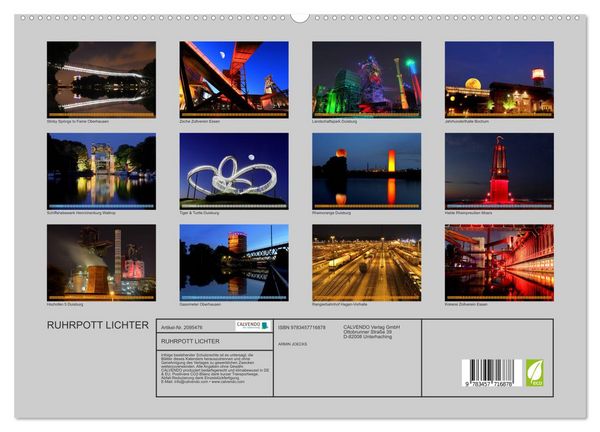 Produktbild: RUHRPOTT LICHTER (hochwertiger Premium Wandkalender 2026 DIN A2 quer), Kunstdruck in Hochglanz